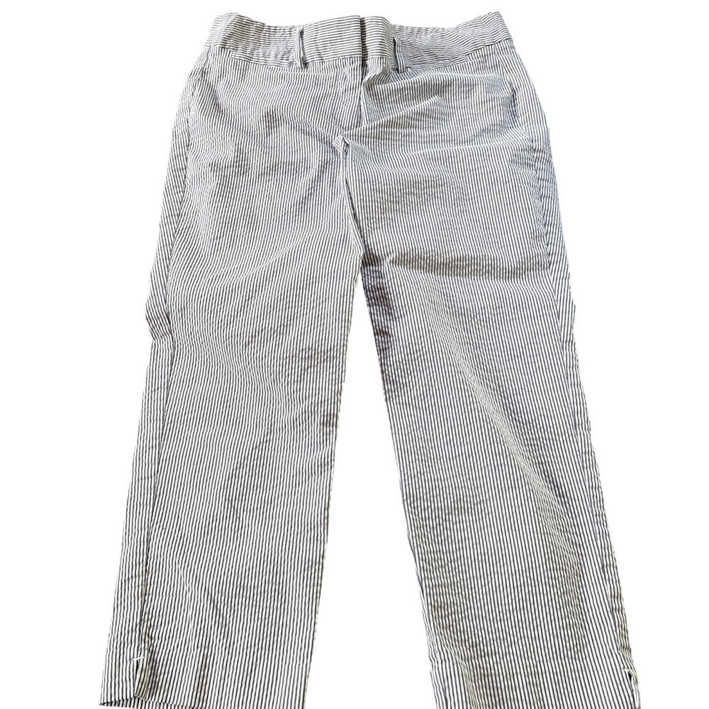 Ann Taylor Blue White Seersucker Striped Preppy Signature Cropped Pants 10 P